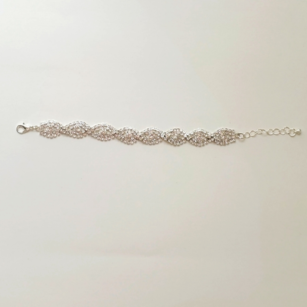 Silver crystal rhinestone infinity bracelet
